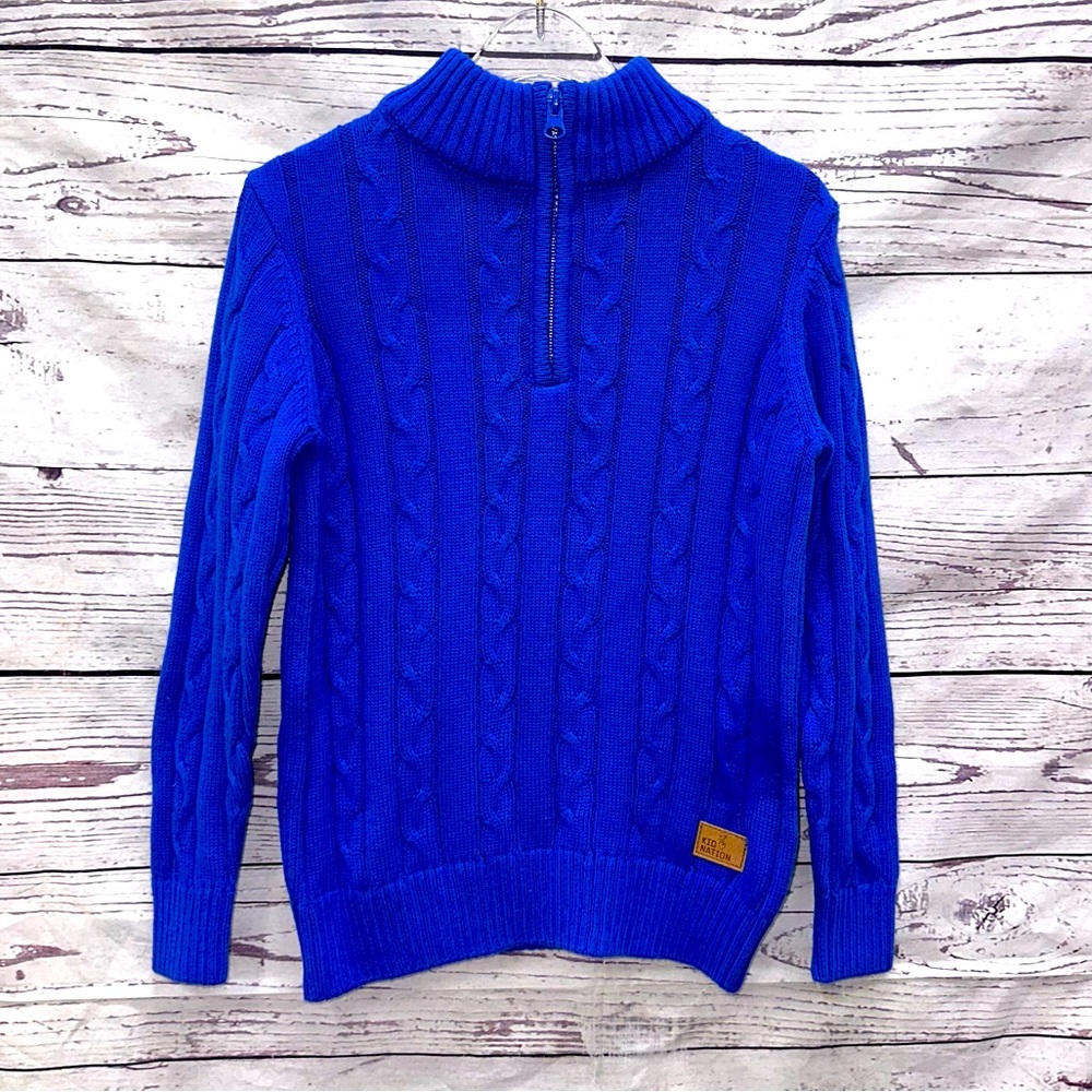 Kid Nation Boy's Blue Knit Pullover Half Zip Sweater Size 5-6 Years
